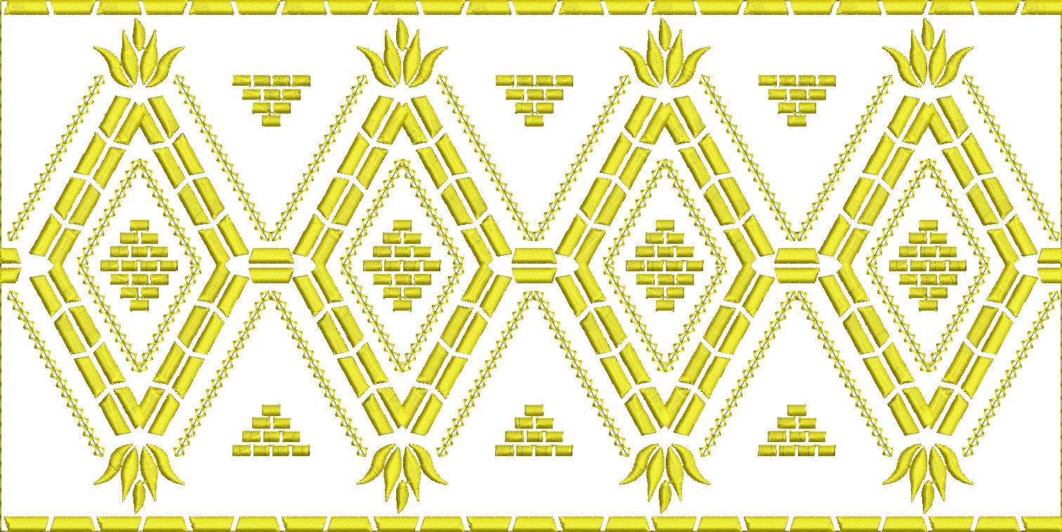Embroidery design: A repeating decorative gold border design with geometric and floral elements in a traditional ornamental style.