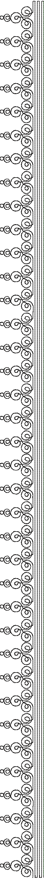 Embroidery design: A vertical border embroidery design featuring repeating black scrollwork motifs on a white background, with a thin green