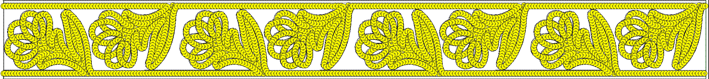Embroidery design: A decorative yellow border with a repeating pattern of intertwined, rope-like circular motifs. The border has solid top 