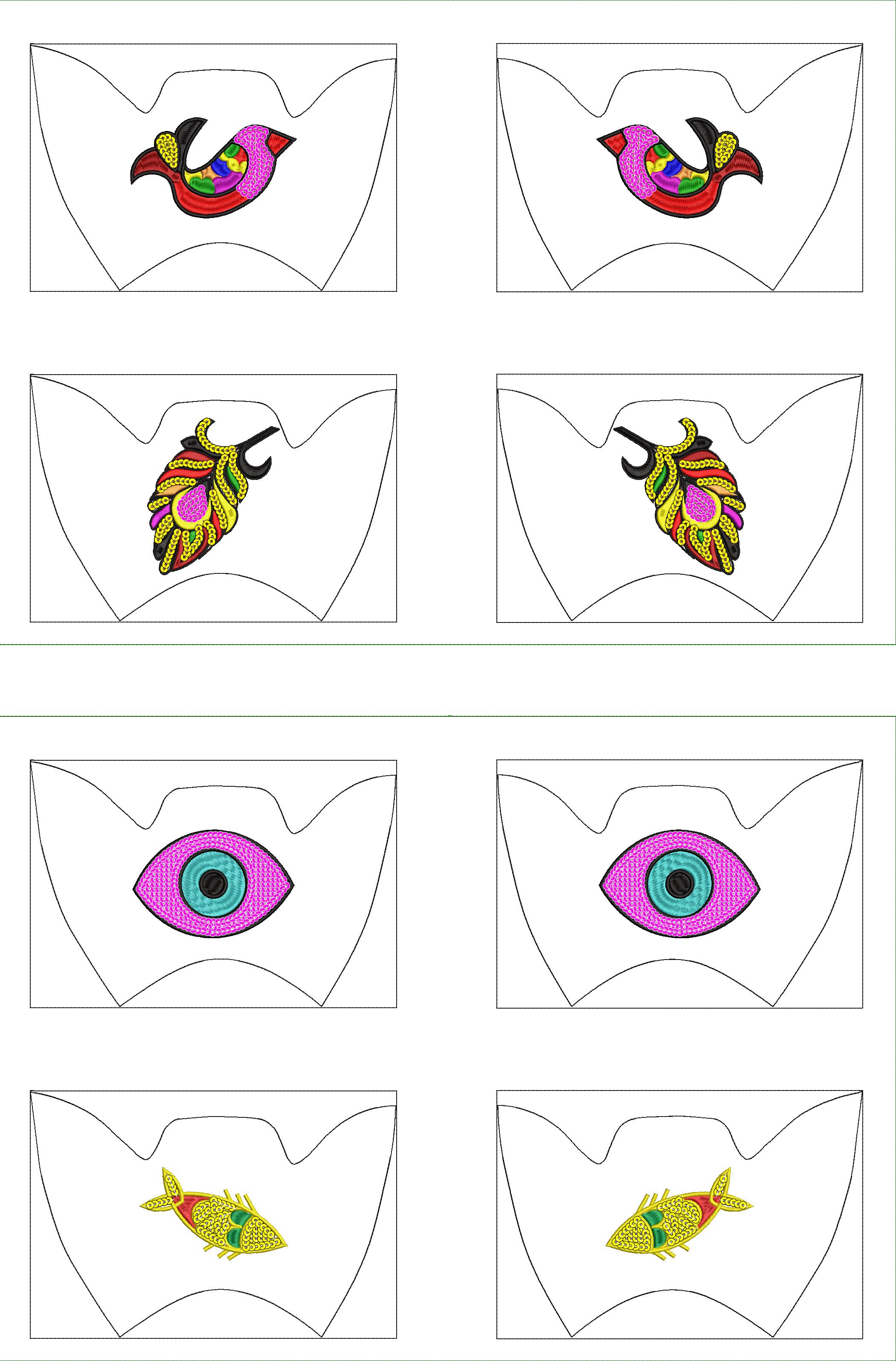 Embroidery design: A vibrant embroidery design of a stylized bird with colorful plumage.