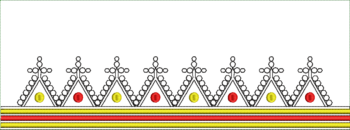 Embroidery design: A decorative and symmetrical border embroidery design featuring repeating geometric triangular motifs with alternating r