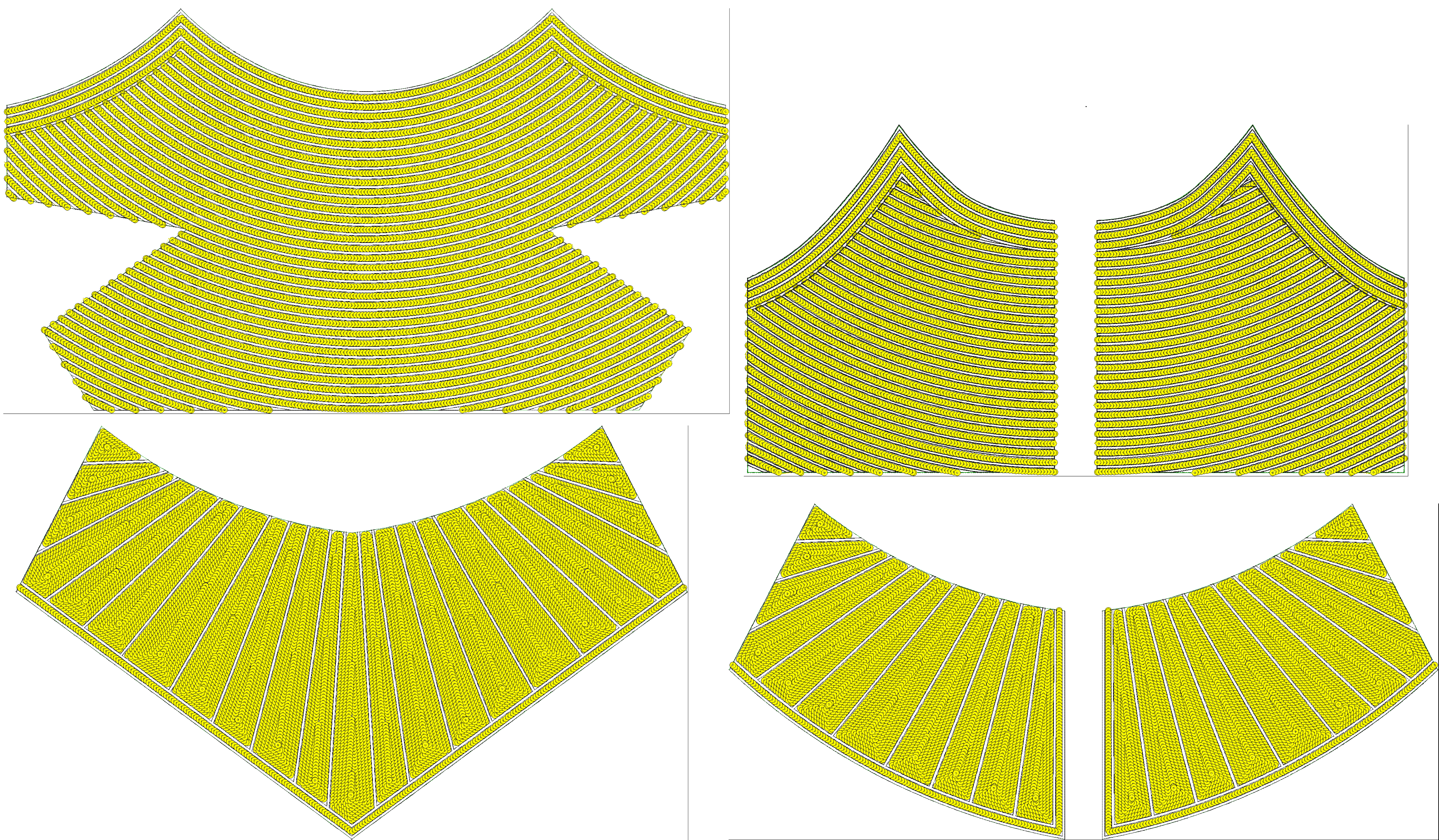 Embroidery design: Embroidery design featuring repeating yellow geometric patterns with white and black outlines, arranged in symmetrical p