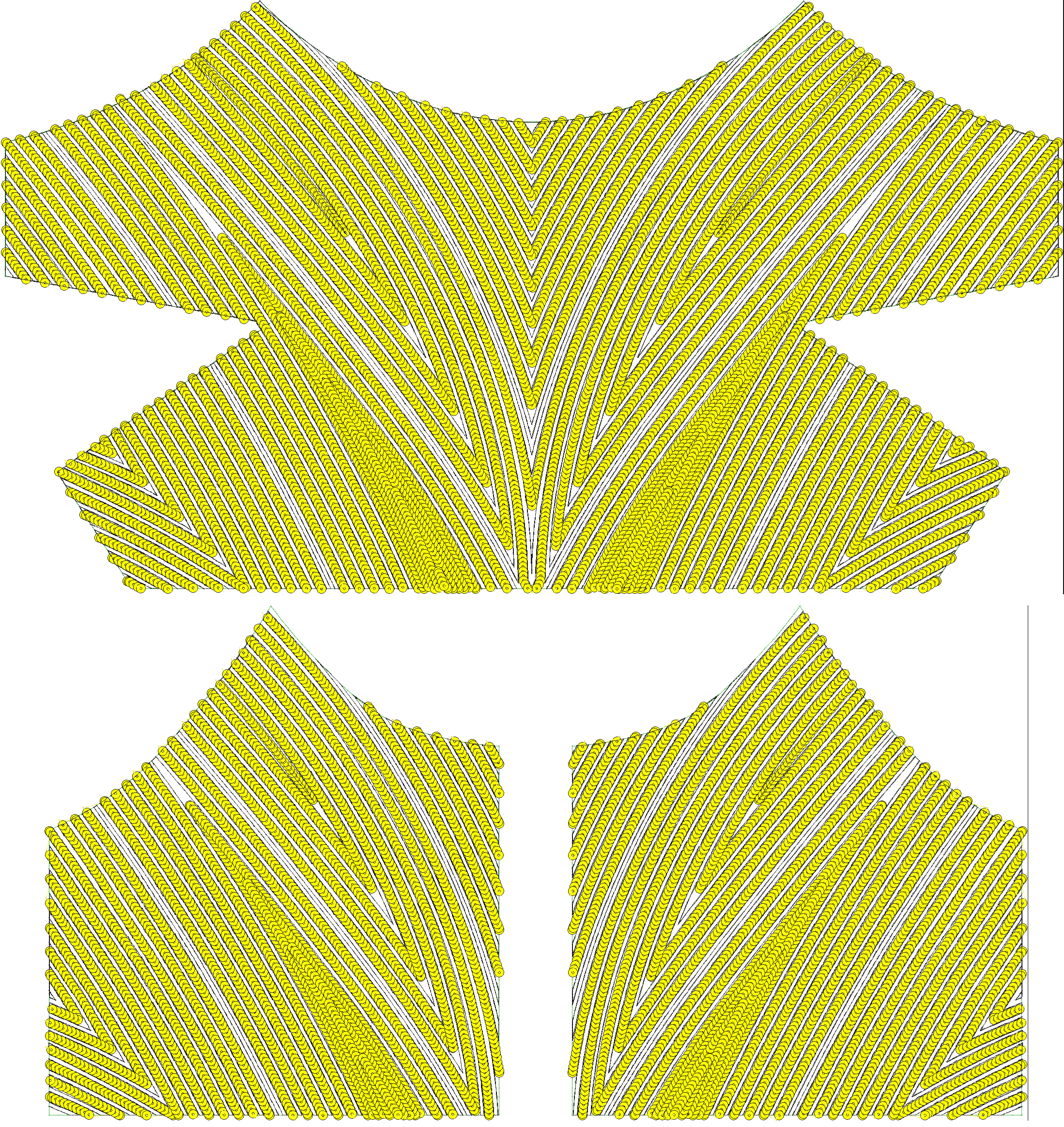 Embroidery design: An embroidery design featuring a pattern of diagonal yellow stripes forming a chevron or V-shape.