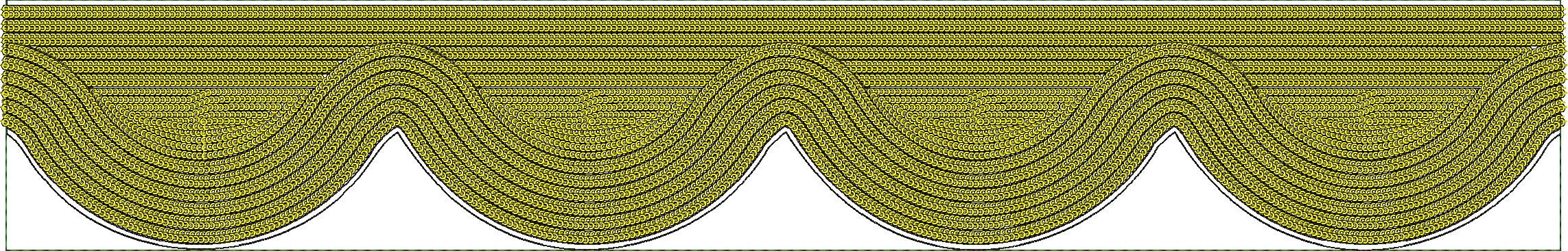 Embroidery design: An embroidery design featuring repeating yellow comma-like shapes outlined in black, forming a dense, wave-like pattern.