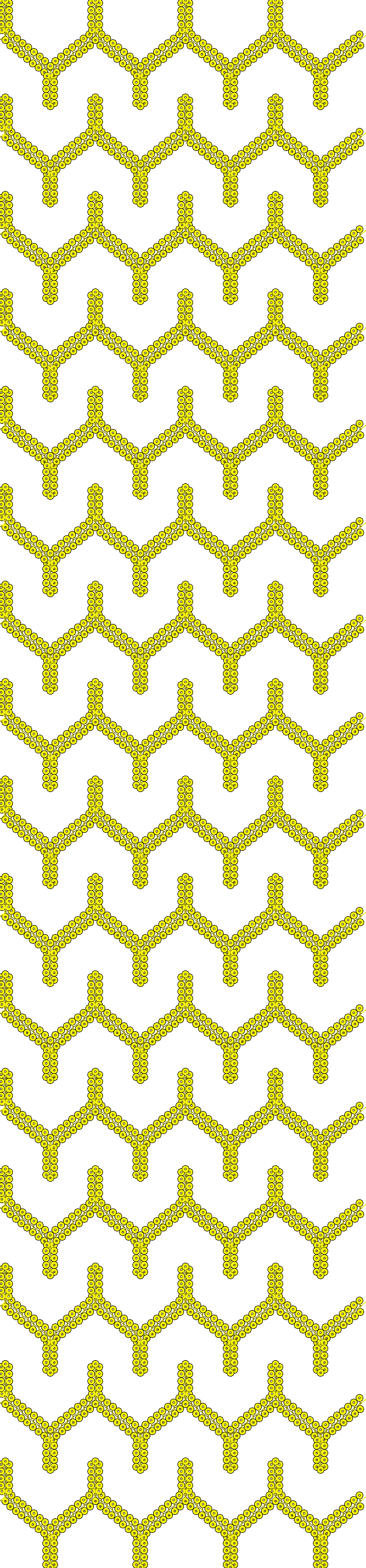 Embroidery design: A seamless repeating pattern of yellow geometric shapes resembling interconnected branches or chains, composed of small 