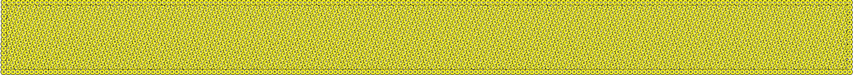 Embroidery design: A dense, repeating pattern of yellow circular motifs with white centers, outlined in black.