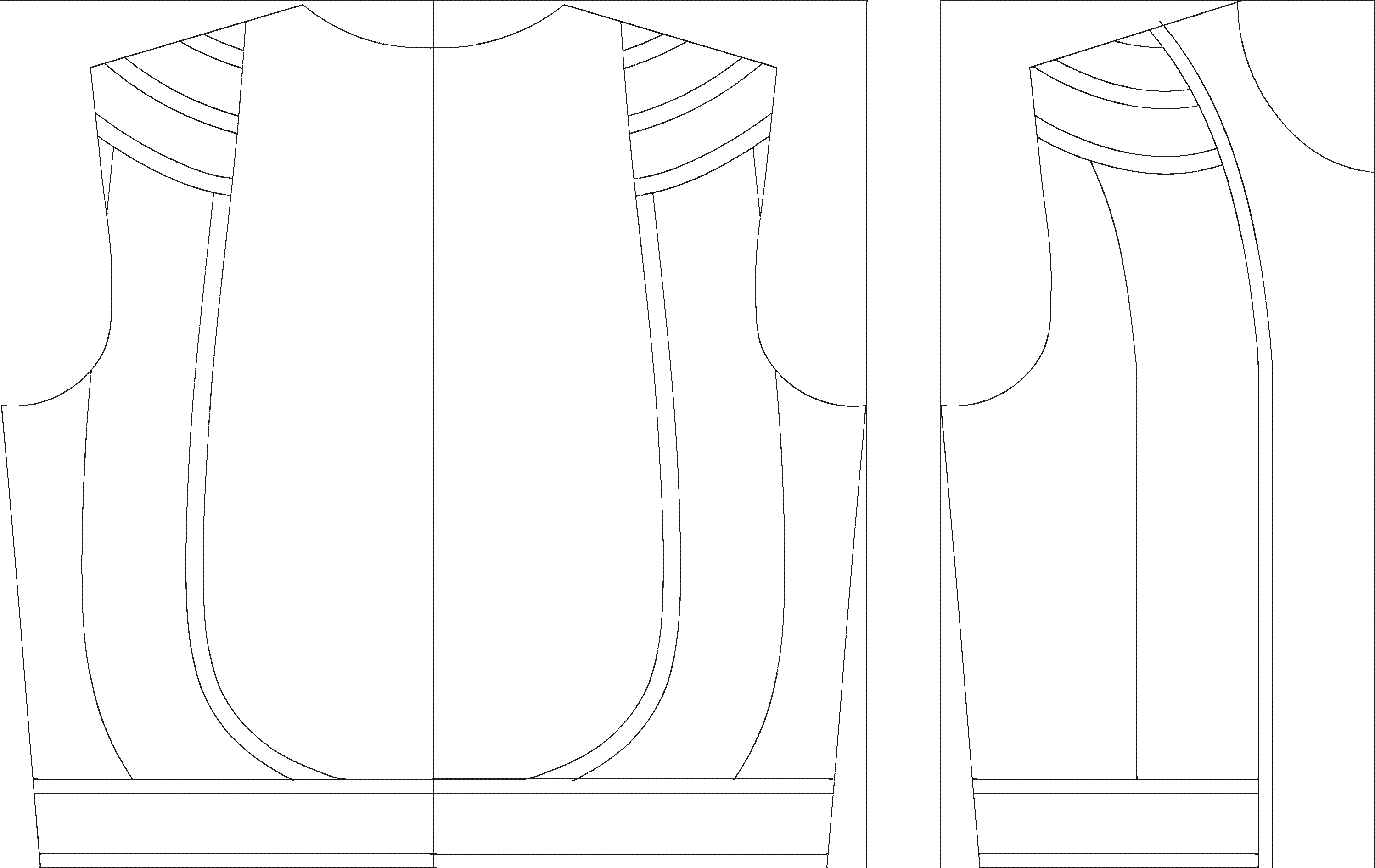 Embroidery design: A line drawing of a clothing pattern, showing front and side views of a garment with striped detailing on the shoulders.