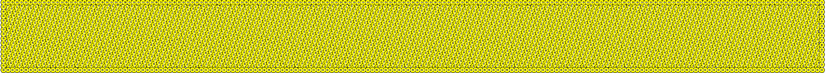 Embroidery design: A dense, all-over embroidery pattern of repeating yellow circular motifs with black outlines and white centers, creating