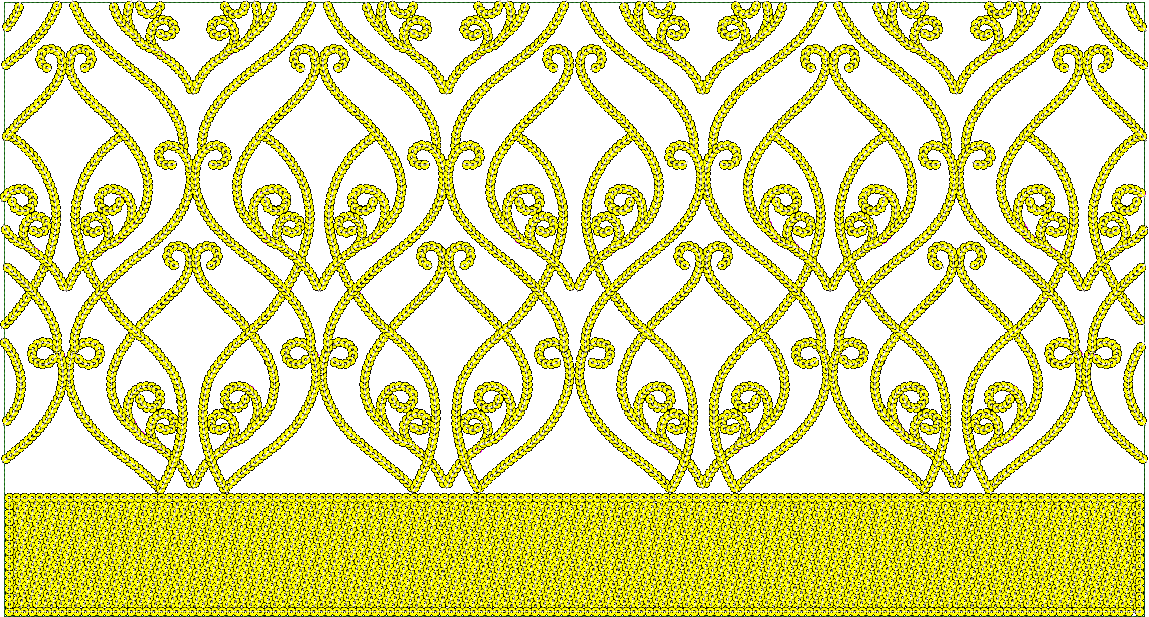 Embroidery design: A decorative, symmetrical embroidery design featuring yellow scrollwork and arabesque motifs on a white background, with
