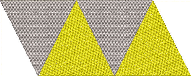 Embroidery design: A decorative geometric pattern composed of alternating yellow and grey triangles with a textured, embroidered appearance