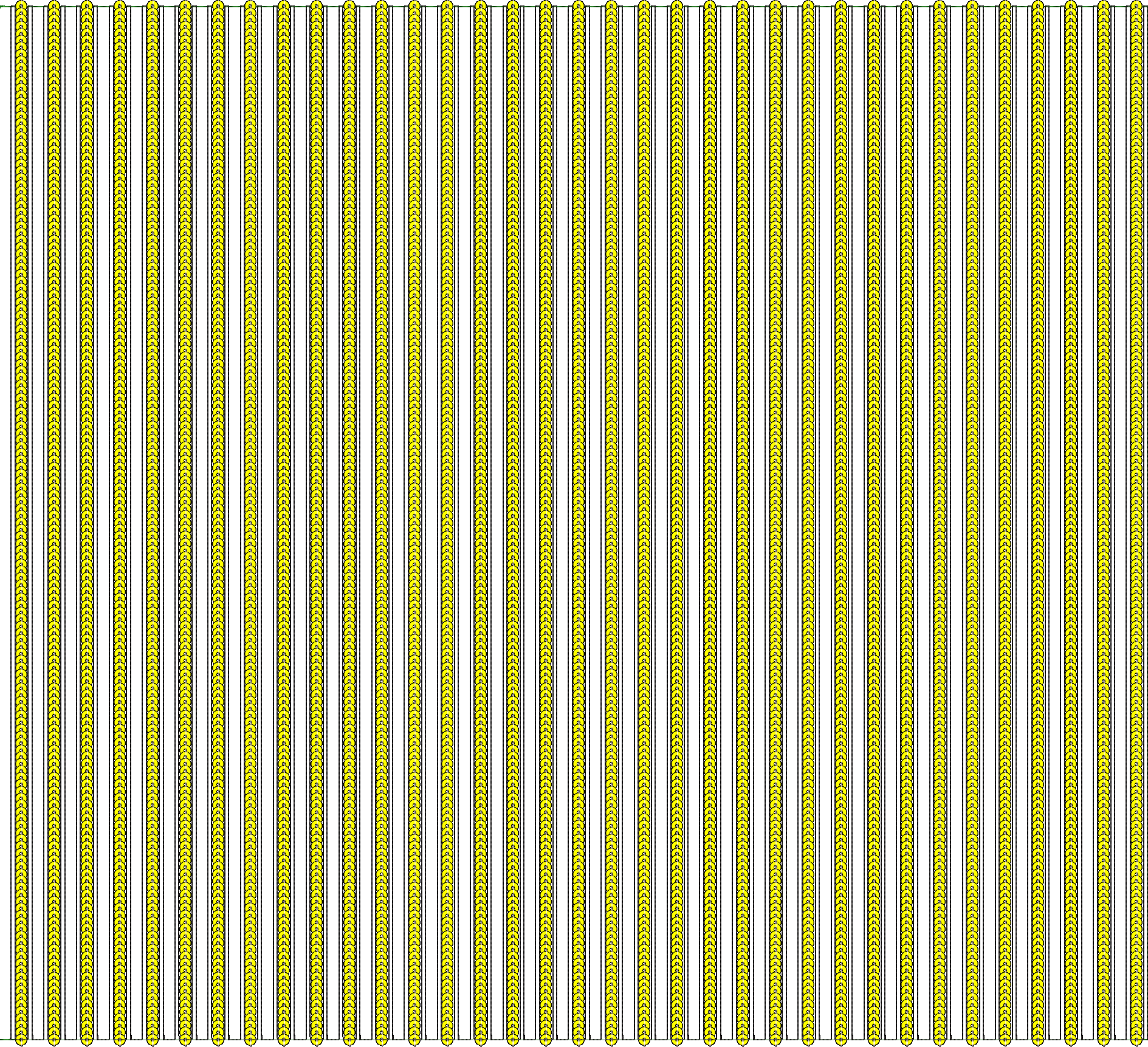 Embroidery design: A seamless pattern of repeating vertical stripes, each containing a yellow circular motif outlined in black, on a white 