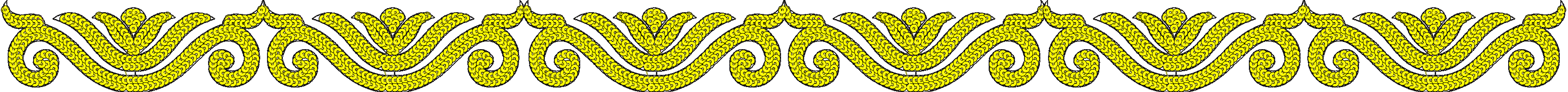 Embroidery design: A repeating ornamental border design in yellow and black, featuring geometric scrollwork.