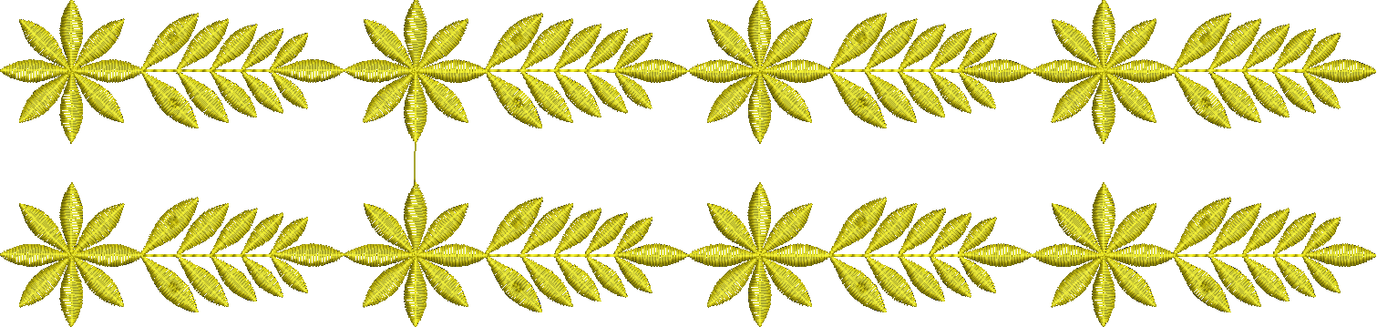 Embroidery design: A repeating yellow embroidery border design featuring stylized flowers and leaves.