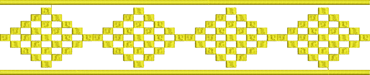 Embroidery design: A decorative horizontal border with a repeating gold diamond pattern.