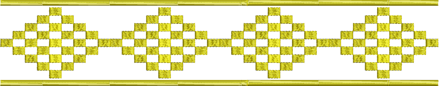 Embroidery design: A repeating yellow geometric diamond horizontal border embroidery design.