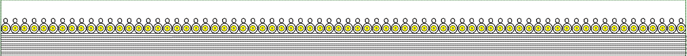 Embroidery design: A repeating pattern of black and white circular motifs with yellow centers, set against a white background, with a serie