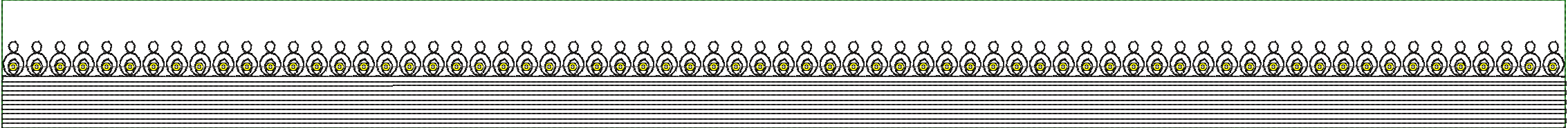 Embroidery design: A repeating border design featuring stylized mask-like motifs with yellow circular centers, set against a background of 