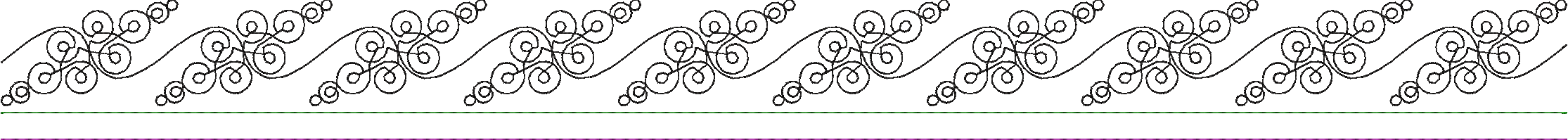 Embroidery design: A repeating black scrollwork border design with ornamental and decorative elements.